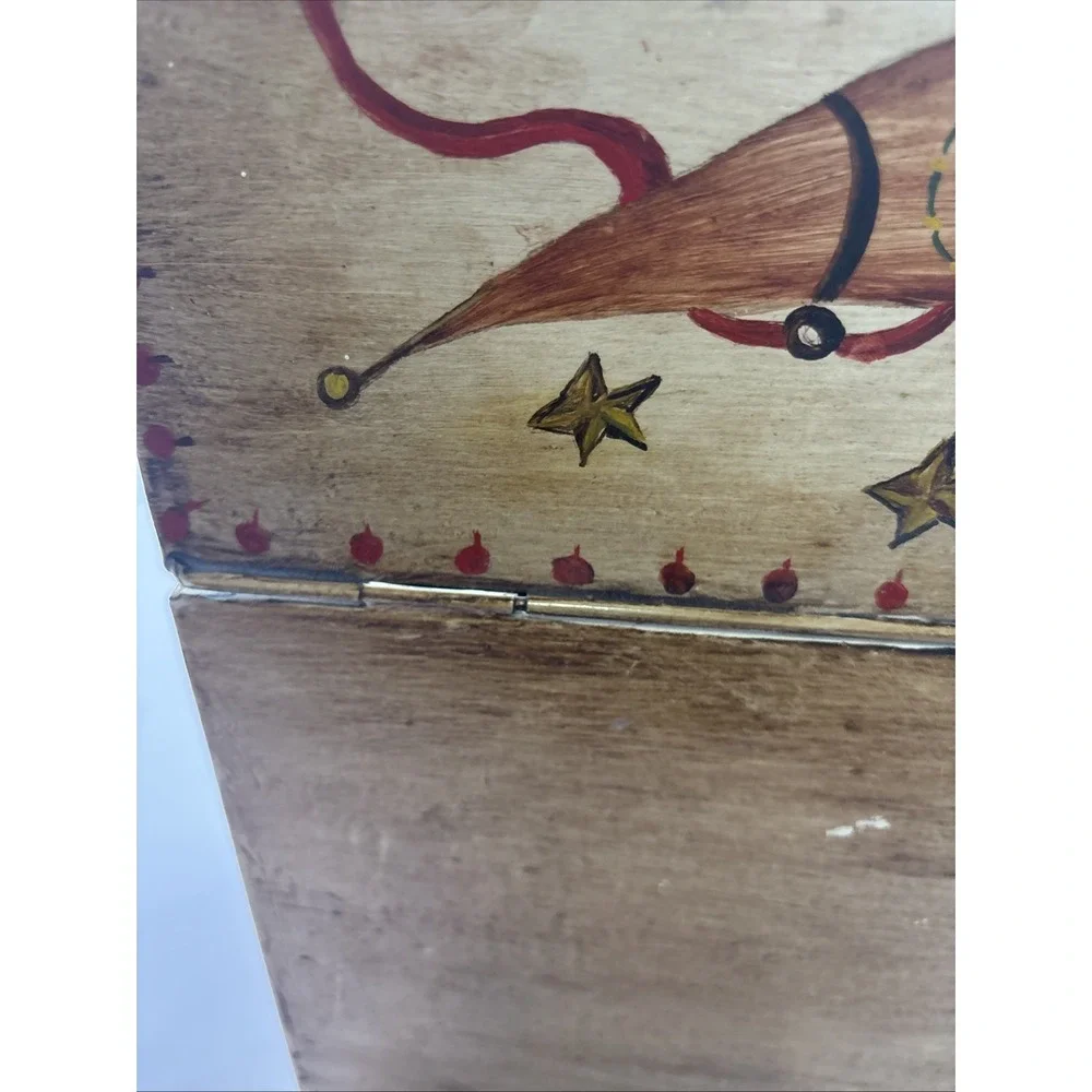 Vtg American Painted Tin‎ Toleware Hinged Box American Eagle Folk 7.25